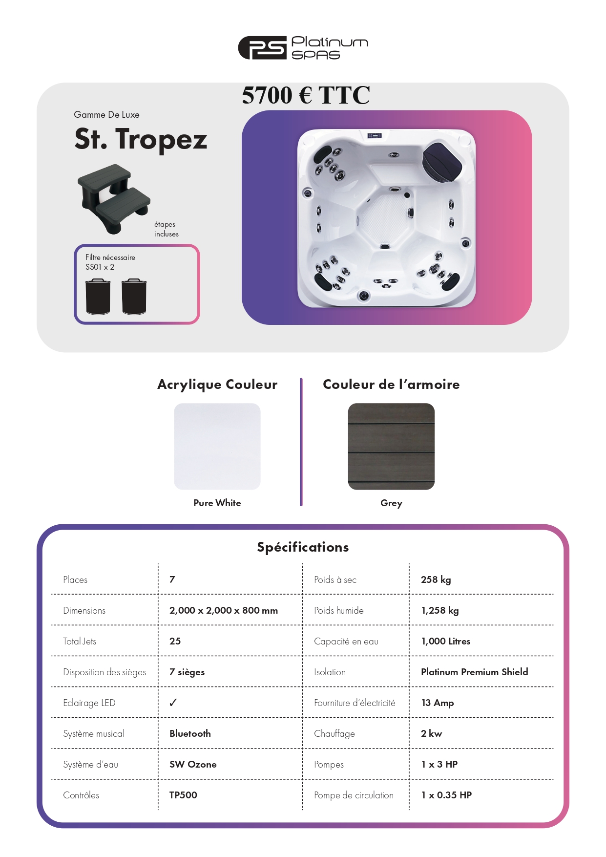 Fiche Technique - St-Tropez-Platinum-Spas-AQUALDEA-2025